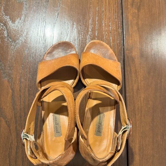 Paul Green Camel Leather Block-Heel Sandals - Picture 3 of 4